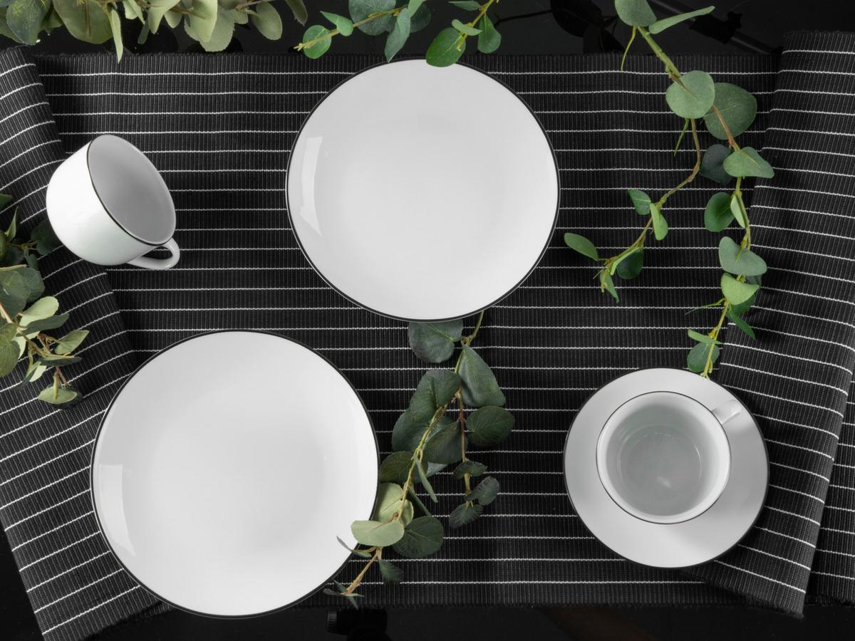 Kaffeeservice Schwarz/Weiß, 18-teilig - Schwarz/Weiß, Basics, Keramik - Creatable