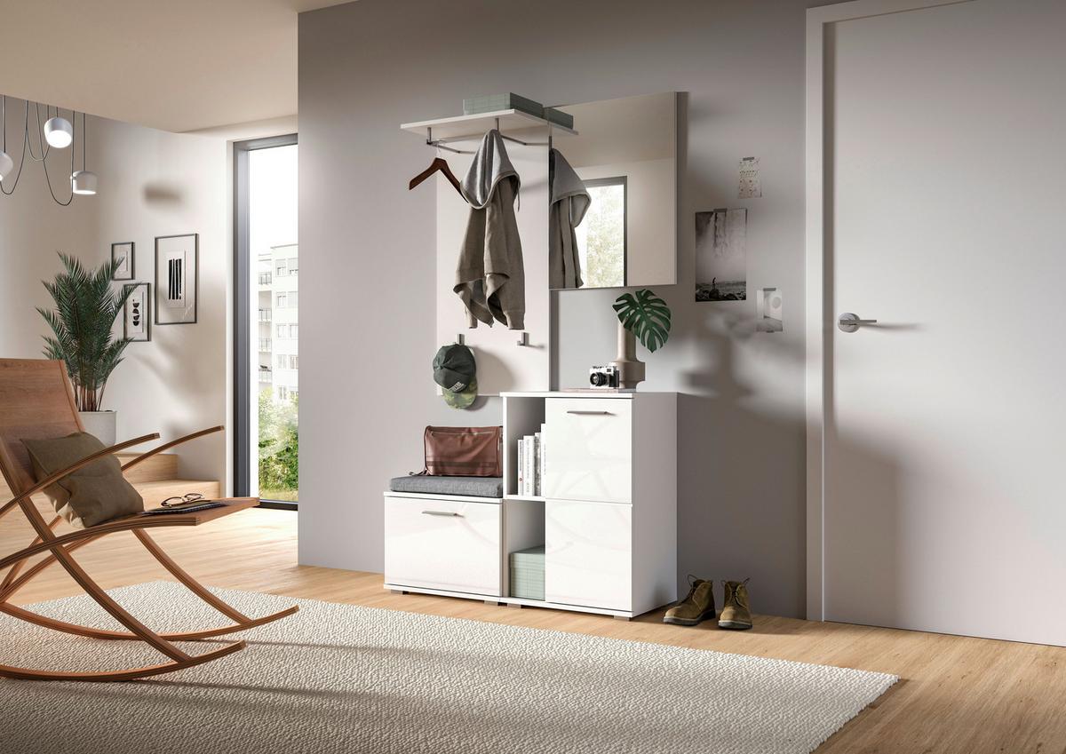 PANEL DO PRZEDPOKOJU PREGO - biały wysoki połysk/biały, Design, materiał drewnopochodny (55/114/27cm) - Xora