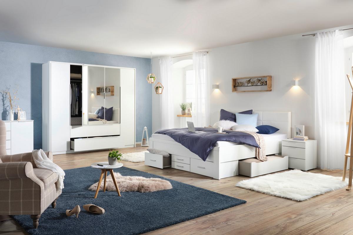 Bett in Weiss ca. 180x200cm - Konventionell, Holzwerkstoff/Textil (185/102/208cm) - Mömax