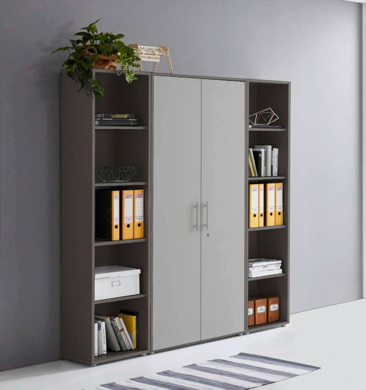 AKTENSCHRANK OFFICE EDITION - SW SET 3 - Anthrazit/Hellgrau, MODERN, Holzwerkstoff (172,6/185,6/33cm) - MID.YOU