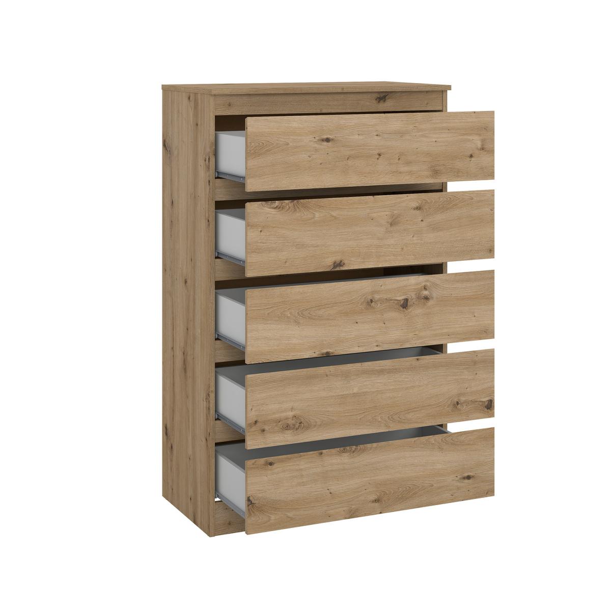 Kommode Mara 5 Eiche - Eiche Artisan, KONVENTIONELL, Holz (77/125/42cm) - Mömax