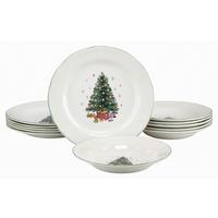 Tafelservice Tannenbaum Multicolor/Weiß, 12-teilig - Multicolor/Weiß, Basics, Keramik - Creatable