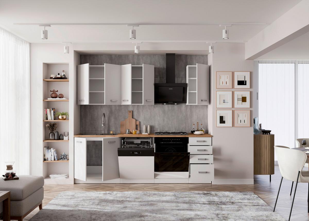 Blok Kuhinja Eko - boja hroma/boja hrasta, Moderno, pločasti materijal/plastika (240/218/60cm) - Modern Living