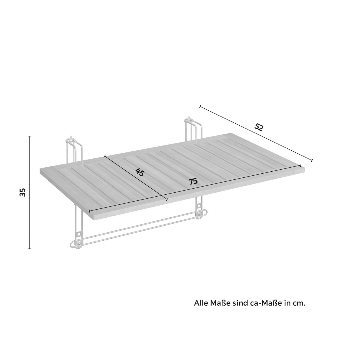 Balkontisch Helena Akazie/ Metall ca. 75x35x45 cm - Silberfarben/Akaziefarben, MODERN, Holz/Metall (75/35/45cm) - Bessagi Garden