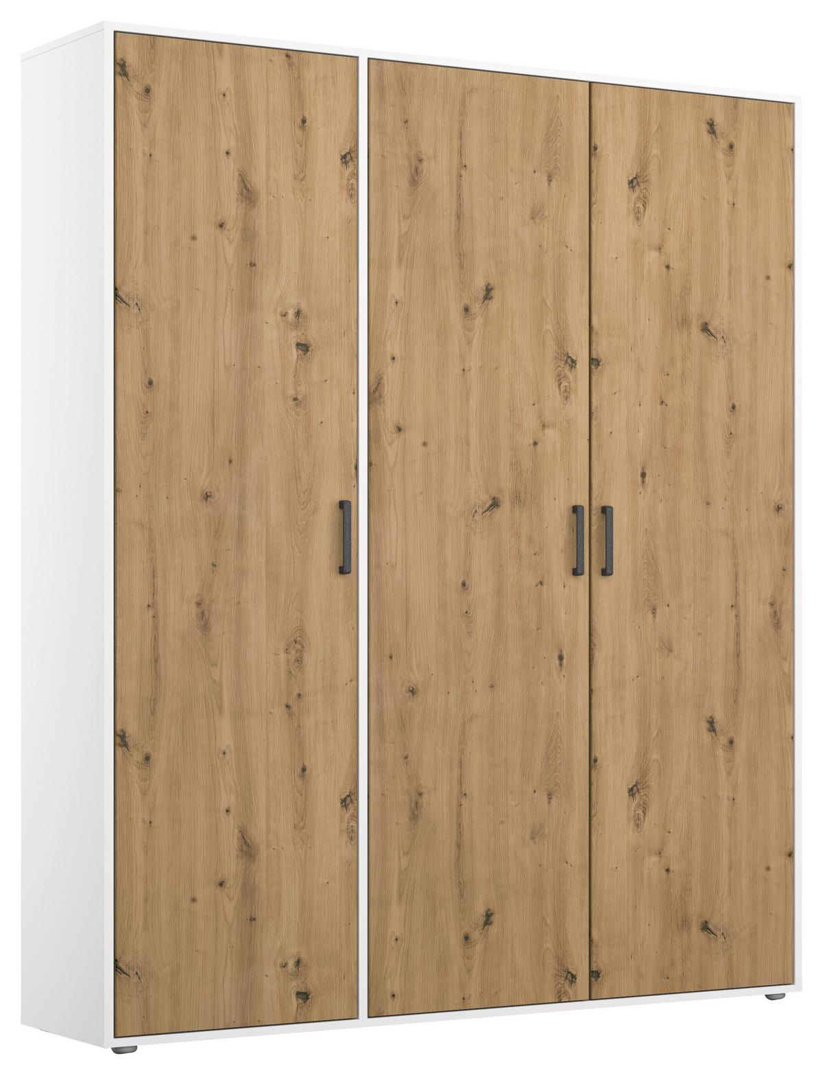 DULAP  USI ROTATIVE VOYAGER - alb/stejar Artisan, Modern, material pe bază de lemn (140/194/53cm) - Modern Living