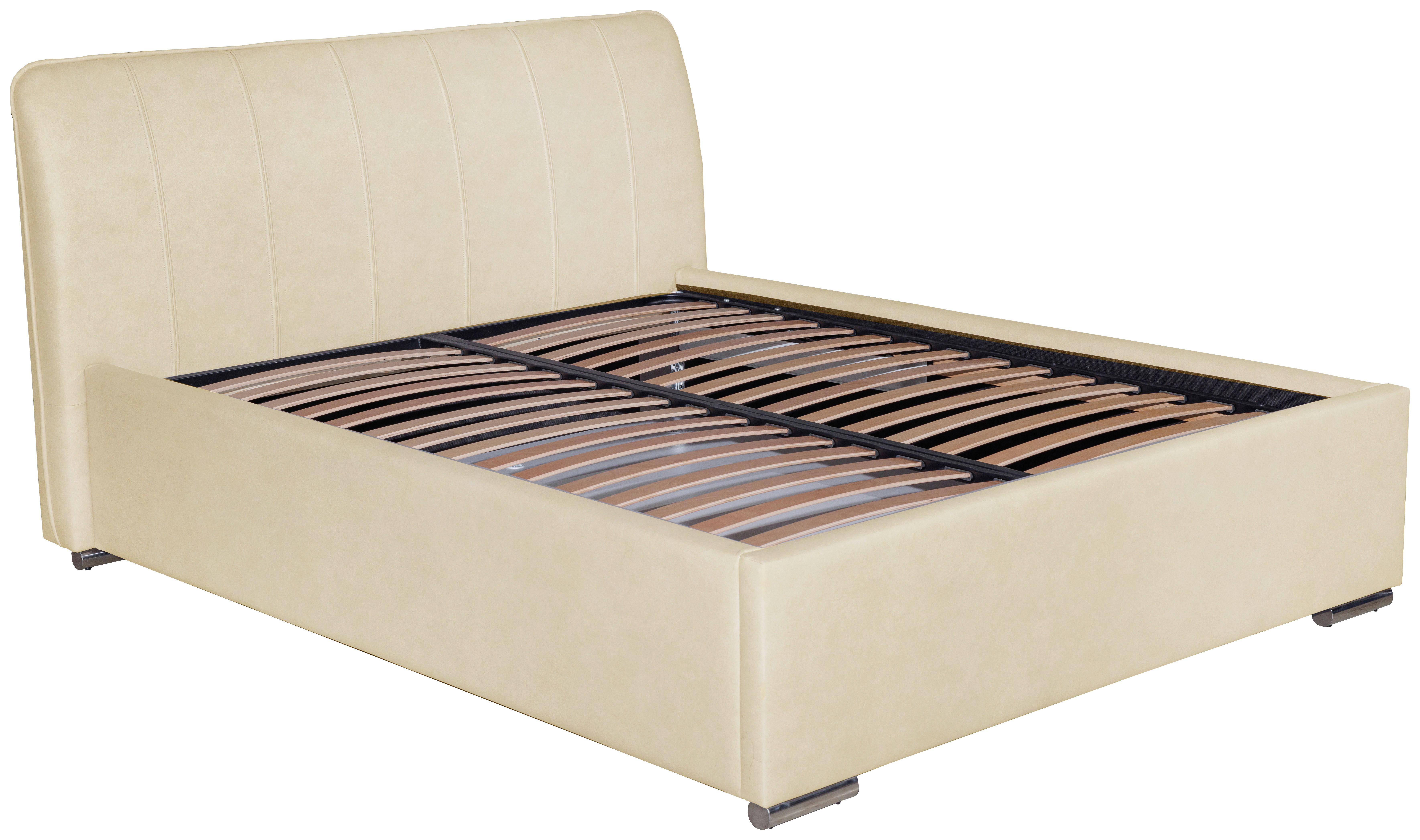 Oblazinjena Postelja France Storage, 160x200, Bež - barve kroma/črna, Basics, kovina/tekstil (160/200cm) - Modern Living