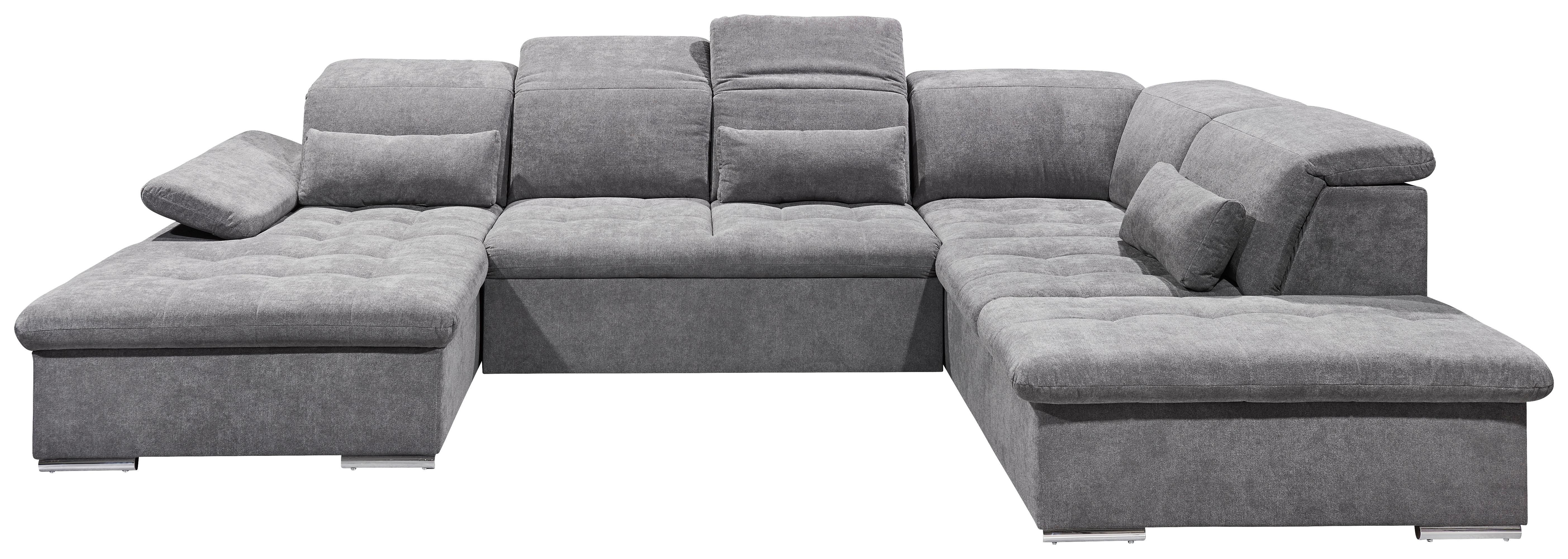 Wohnlandschaft Wayne U inkl. Kissen Grau - Silberfarben/Grau, KONVENTIONELL, Kunststoff/Textil (188/340/240cm) - MID.YOU