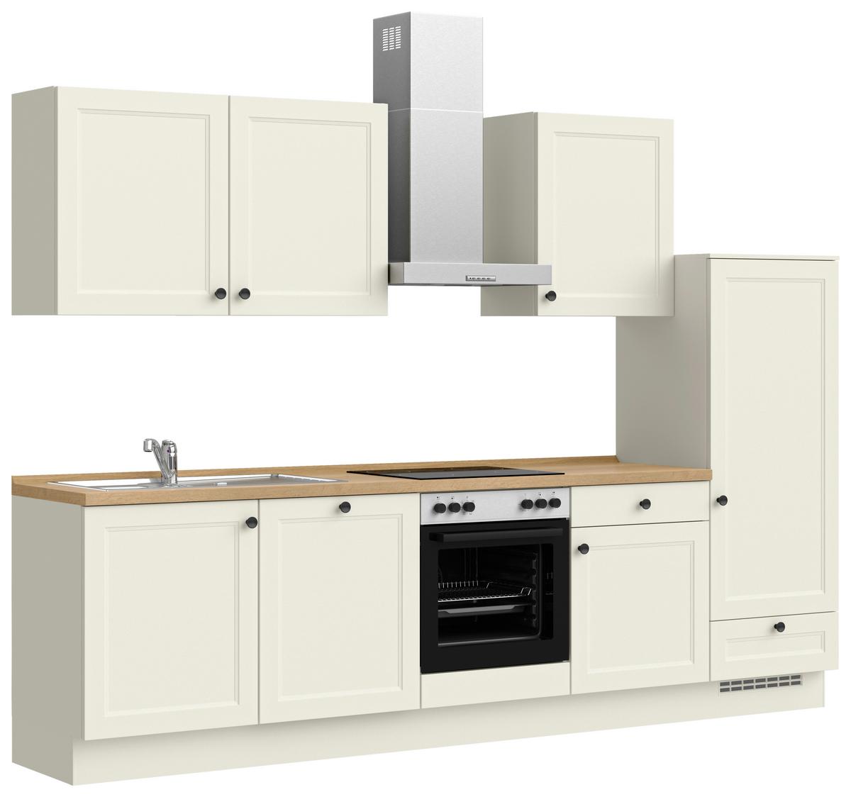 Küchenblock Cascada Low m. Geräten Weiß - Eichefarben/Schwarz, MODERN, Holzwerkstoff/Metall (300cm) - Nobilia