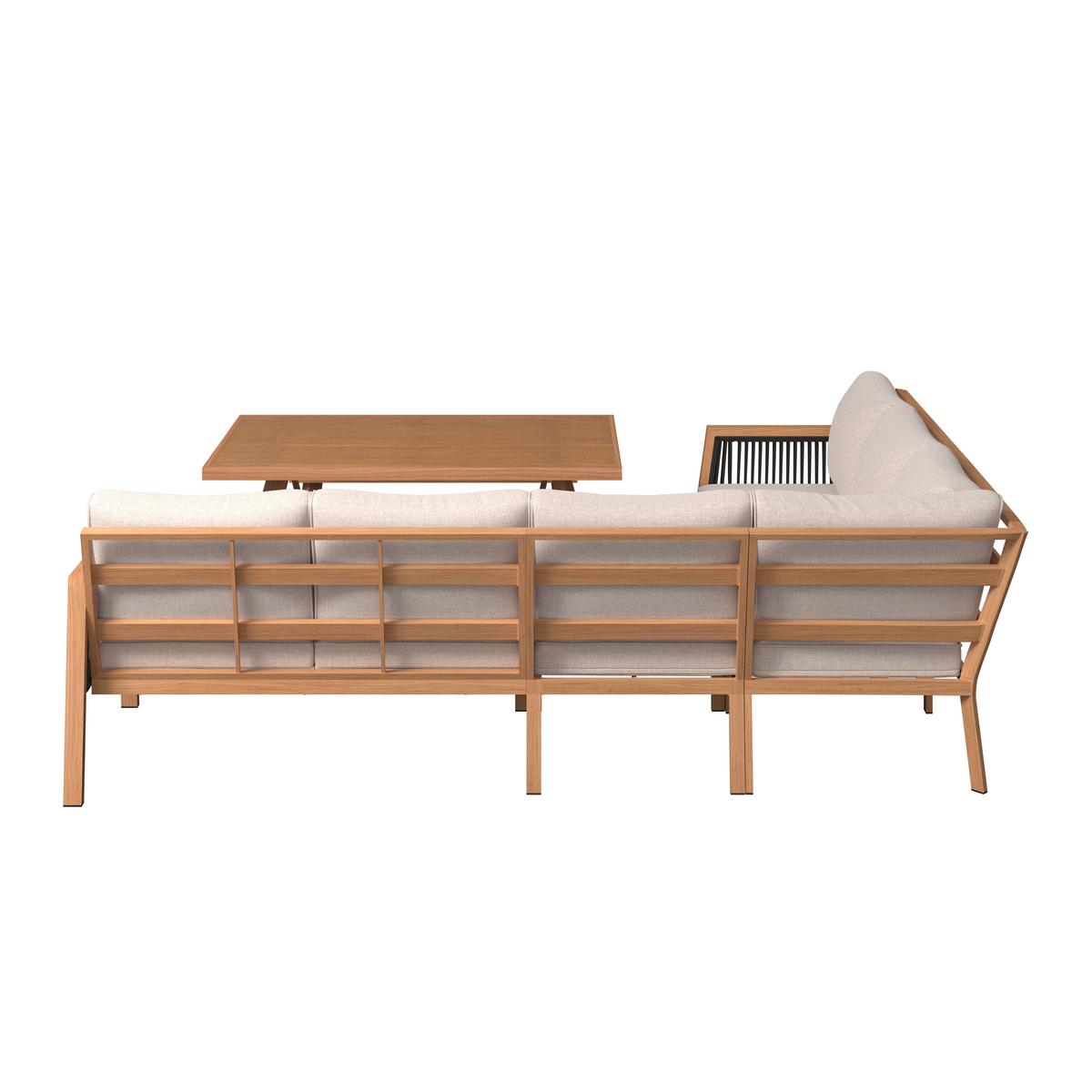 LOUNGEGARNITUR PORTO - Beige/Schwarz, Modern, Glas/Kunststoff