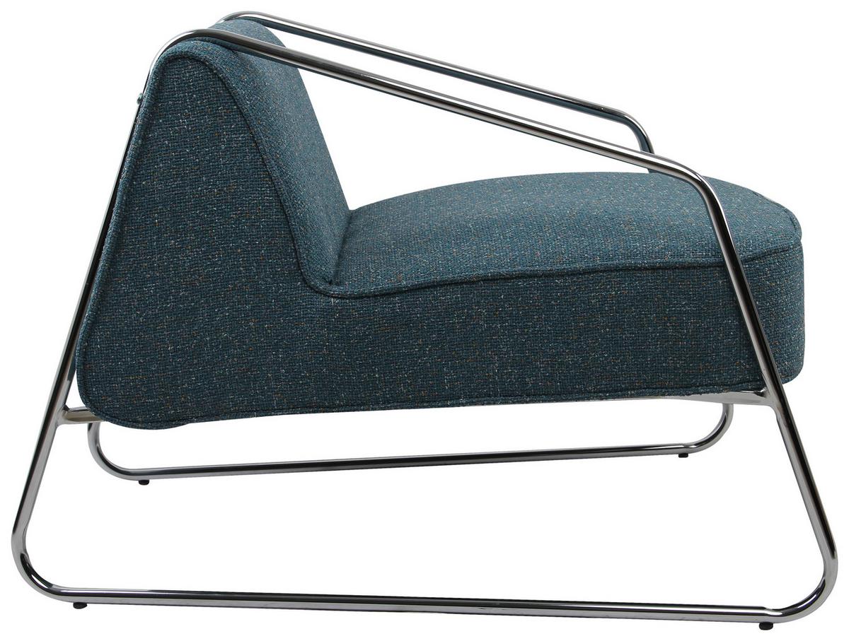 FOTEL DESIGNERSKI NAOMI - niebieski/kolor chromowy, Modern, metal/tkanina (62/85/65cm) - Livetastic