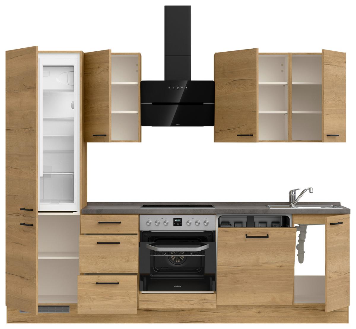 Küchenleerblock Structura High o. Geräte Eiche - Schieferfarben/Eichefarben, MODERN, Holzwerkstoff/Metall (270cm) - Nobilia