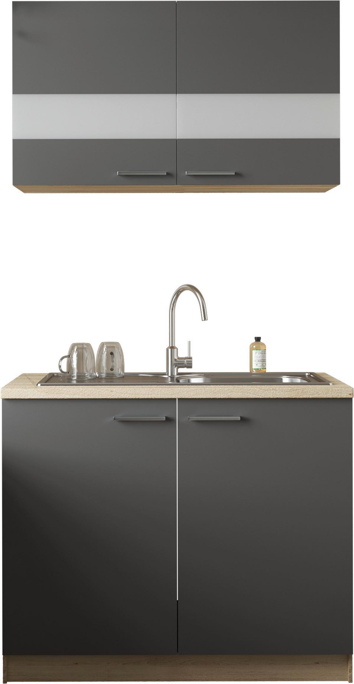 Majhna Kuhinja Merle, 100cm - srebrne barve/siva, Basics, kovina/steklo (100cm) - Respekta