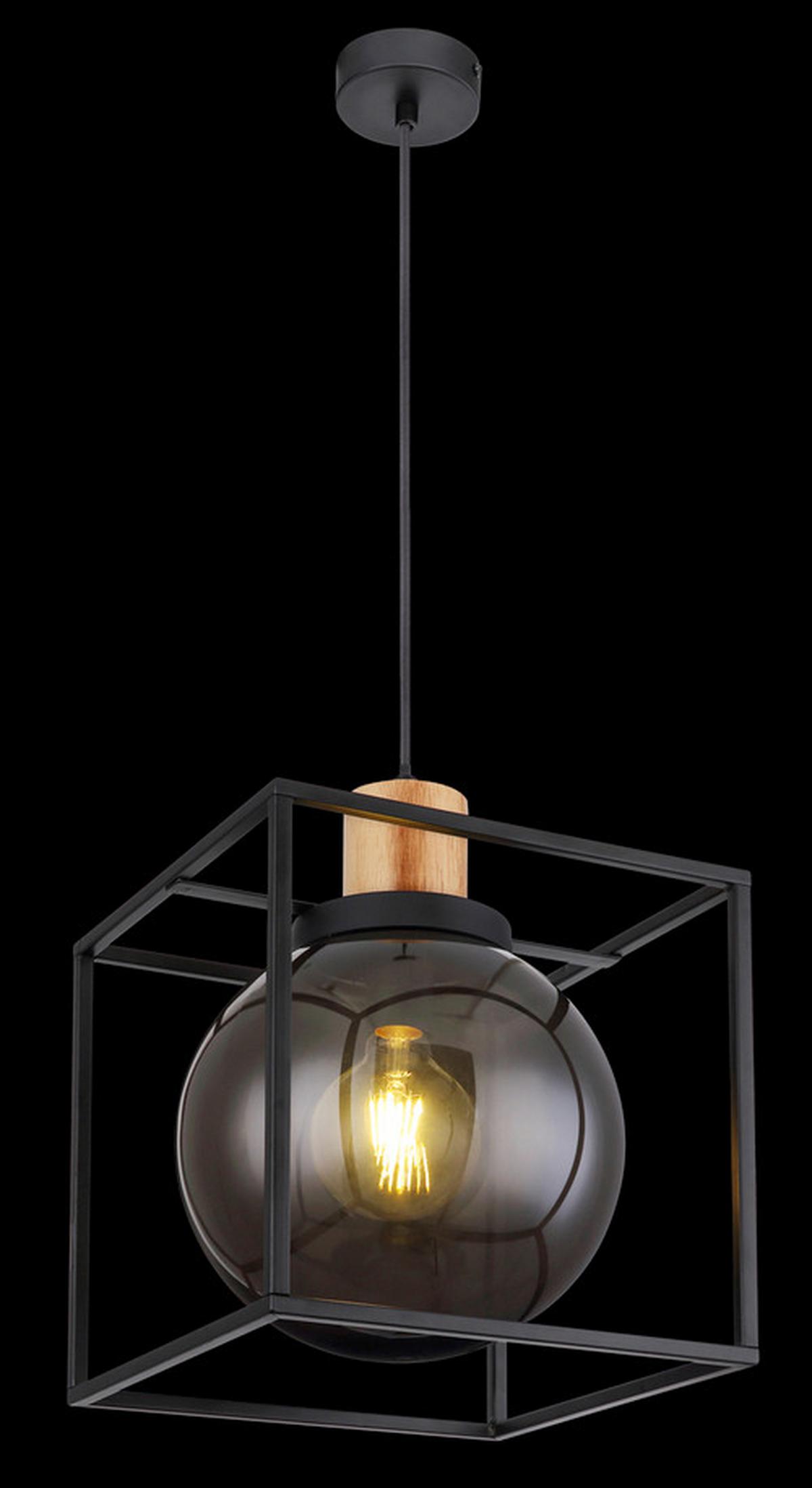 Viseča Svetilka Hilko, Črna - črna/naravne barve, Design, kovina/umetna masa (28/28/120cm) - Globo