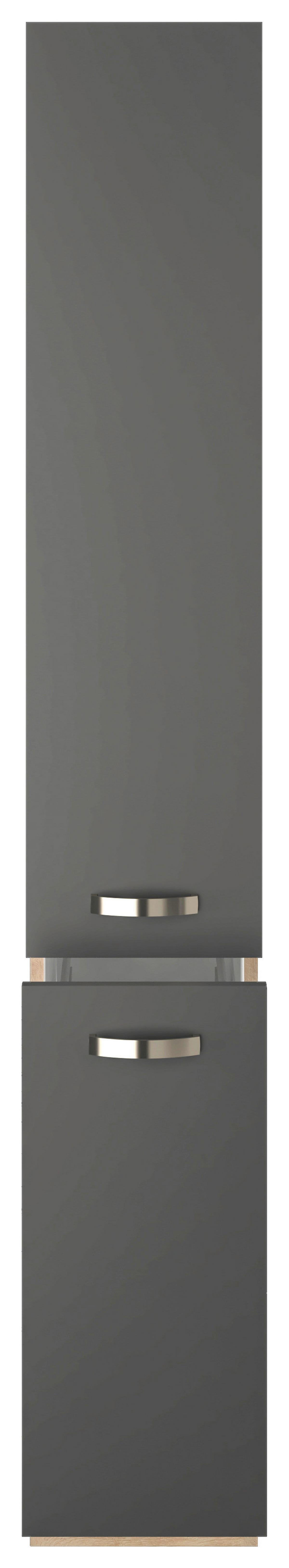 Apothekerschrank Shadow ca. 30x200x57 cm Grau/Eiche - Edelstahlfarben/Dunkelgrau, MODERN, Holzwerkstoff/Metall (30/200/57cm) - FlexWell
