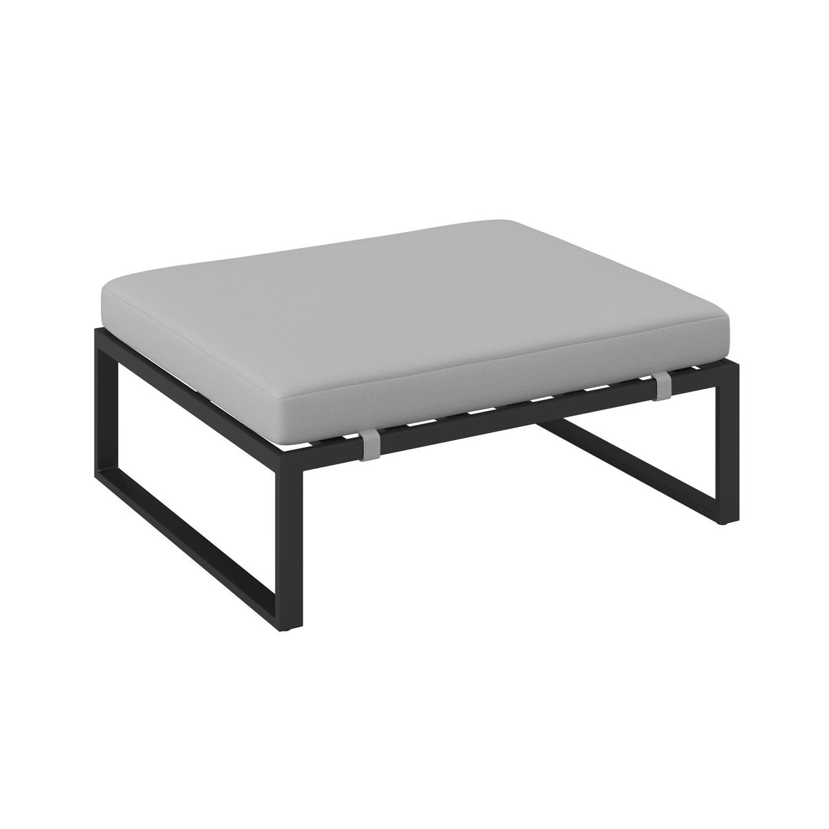 Loungegarnitur Valentina Hellgrau Metall/Textil/Glas - Hellgrau/Schwarz, Modern, Glas/Textil (90/65/74cm) - Bessagi Garden