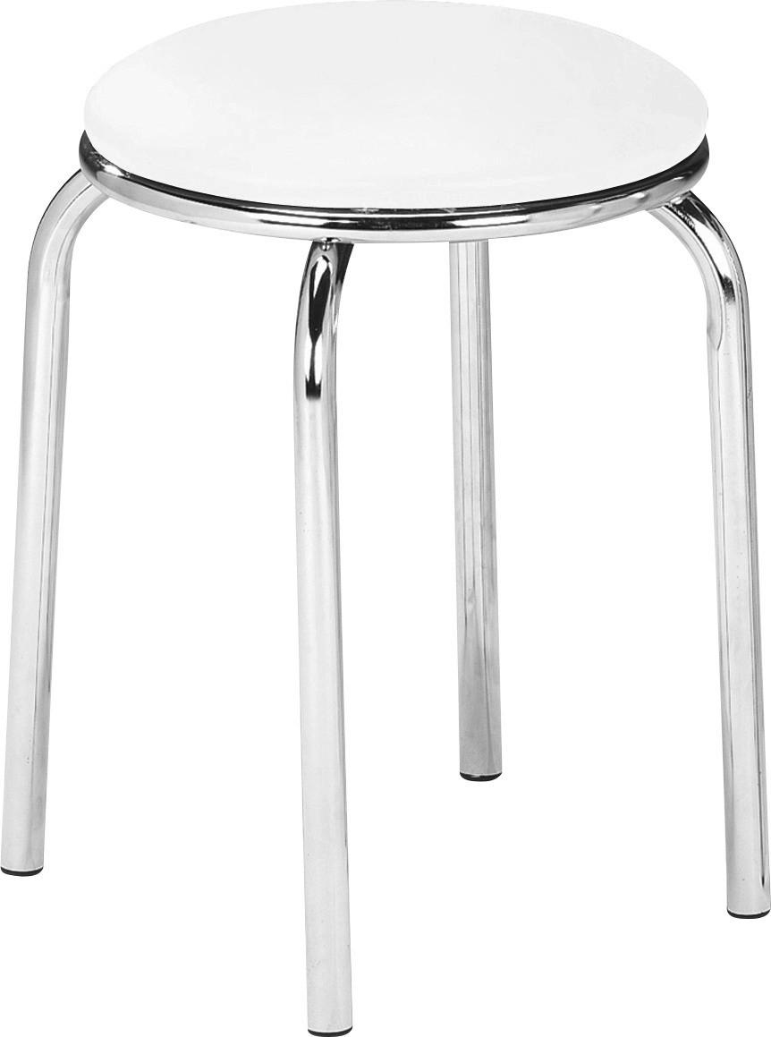 STOŁEK SZTAPLOWANY PUB - biały/kolor chromowy, Basics, metal/tkanina (44/45cm) - Carryhome