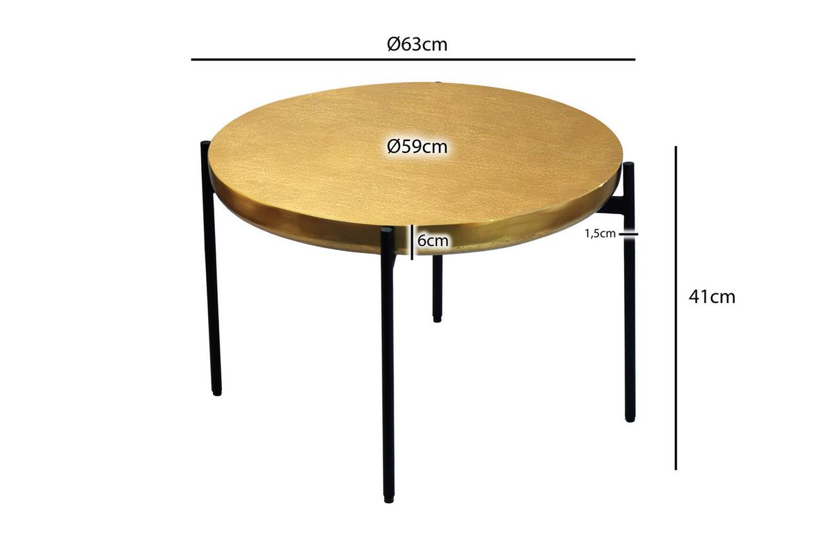 Couchtisch Wl7.654 - Goldfarben/Schwarz, Design, Metall (63/63/41cm) - Livetastic