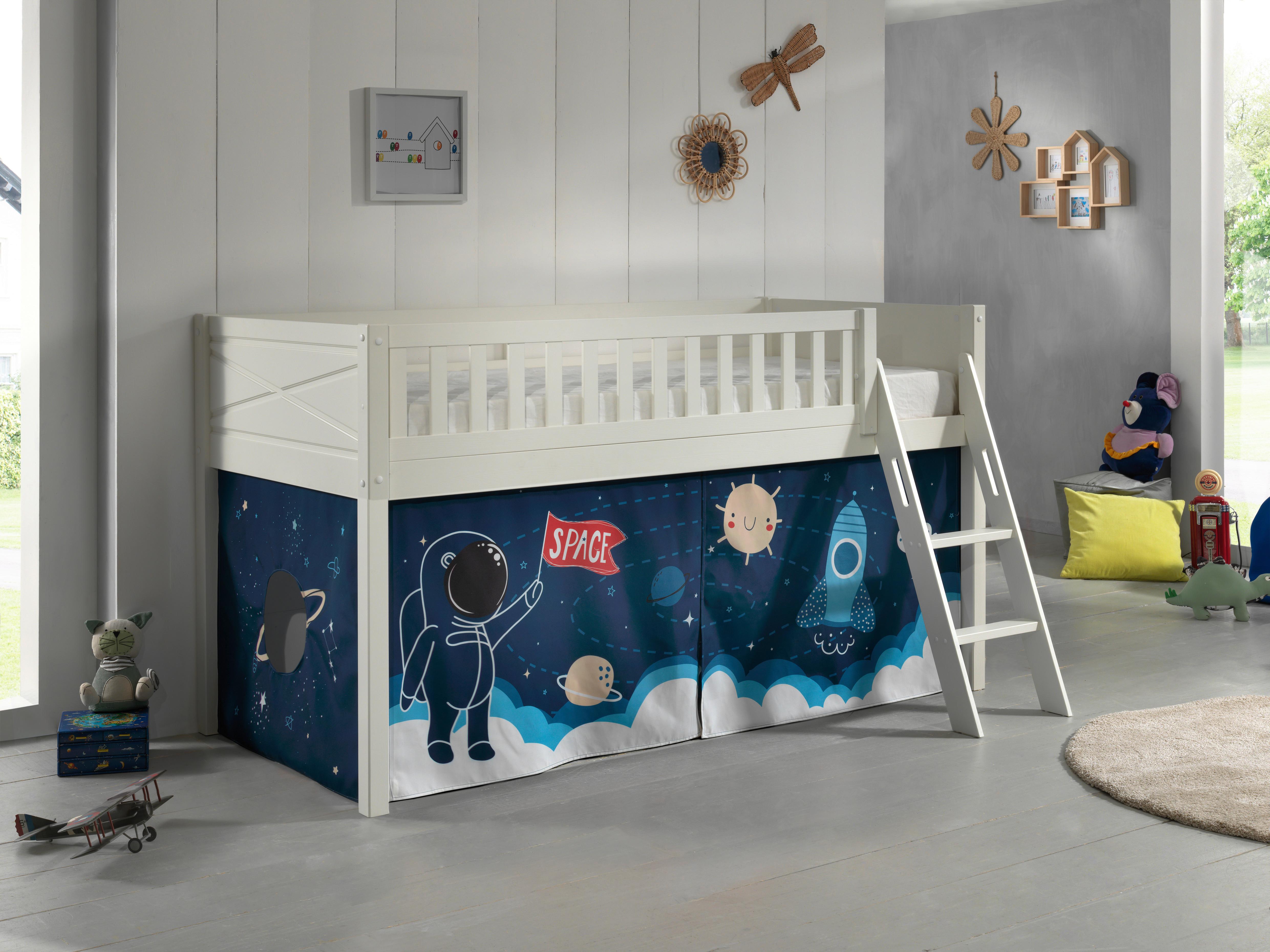 Spielbett Scott ca. 90x200 cm Weiß - Naturfarben/Weiß, ROMANTIK / LANDHAUS, Holz (90/200cm) - Vipack