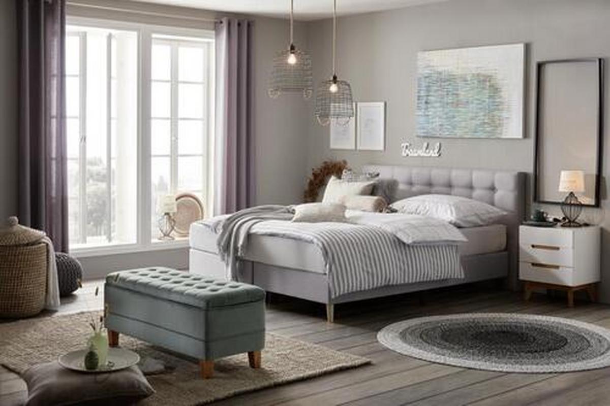 Klop Alissa - barve hrasta/zelena, Moderno, tekstil/les (110/45/42cm) - Premium Living