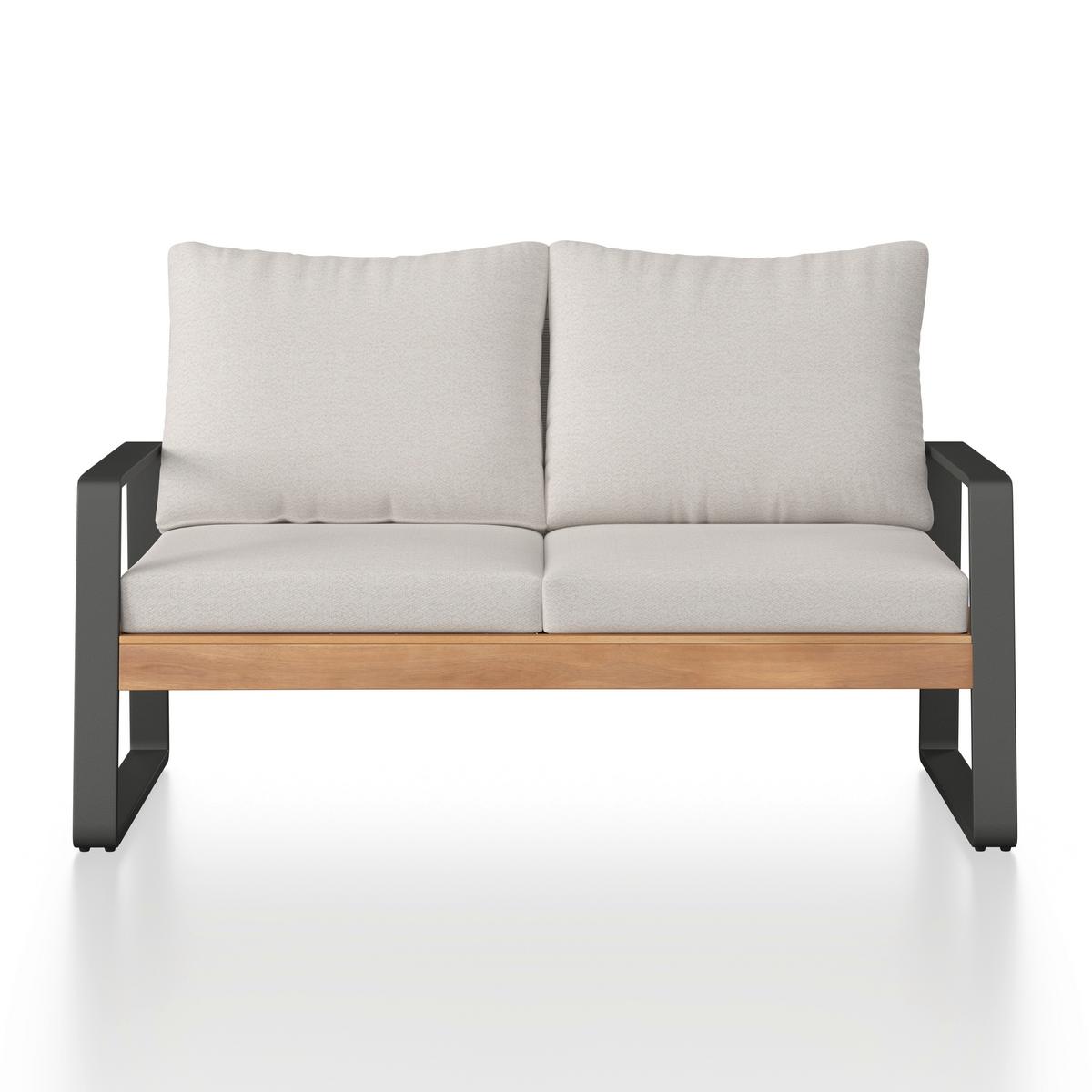 Loungegarnitur Alexa Creme Outdoorstoff/Metall +Abdeckung - Anthrazit/Creme, MODERN, Holz/Textil (150/81/85,5cm) - Bessagi Garden