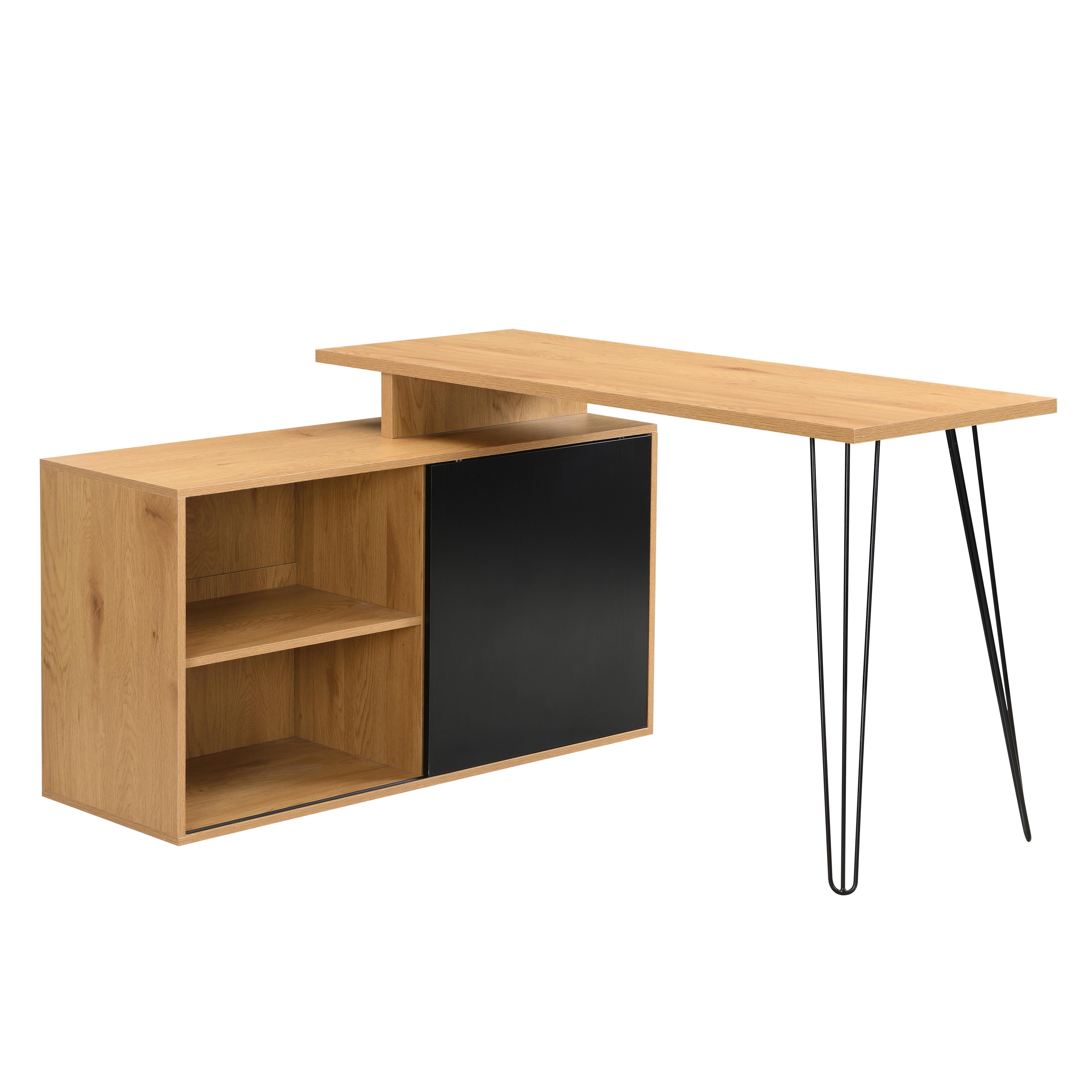 Masă De Birou Pe Colț Wl7.631 - maro/negru, Design, metal/material pe bază de lemn (130/110/74,5cm) - Livetastic