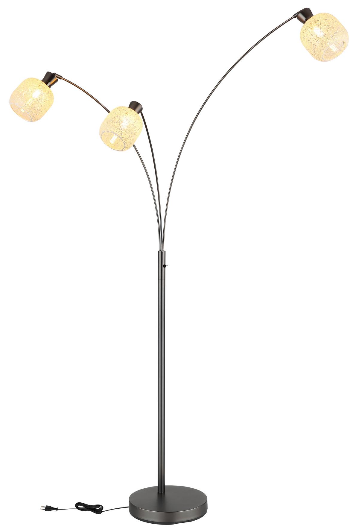 Podna Svjetiljka Brokana - crni krom/prozirno, Design, staklo/metal (84,5/100/200,5cm) - Globo