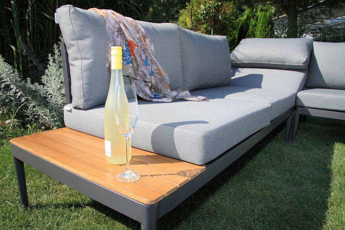 Lounge Garnitura Acamp, Antracit - barva tikovine/srebrne barve, Basics, kovina/tekstil (243/68/243cm) - Acamp