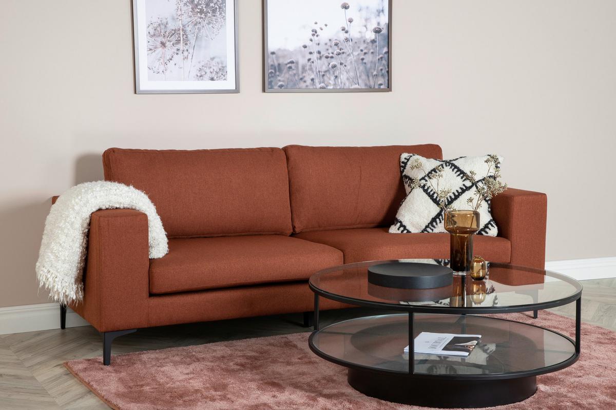 2-SITZER-SOFA BOLERO - Rostfarben/Schwarz, Design, Kunststoff/Textil (215/84/88cm) - Livetastic