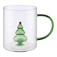 Tasse Christmas Grün/Rot - Transparent/Rot, Glas (8/10cm) - Mömax
