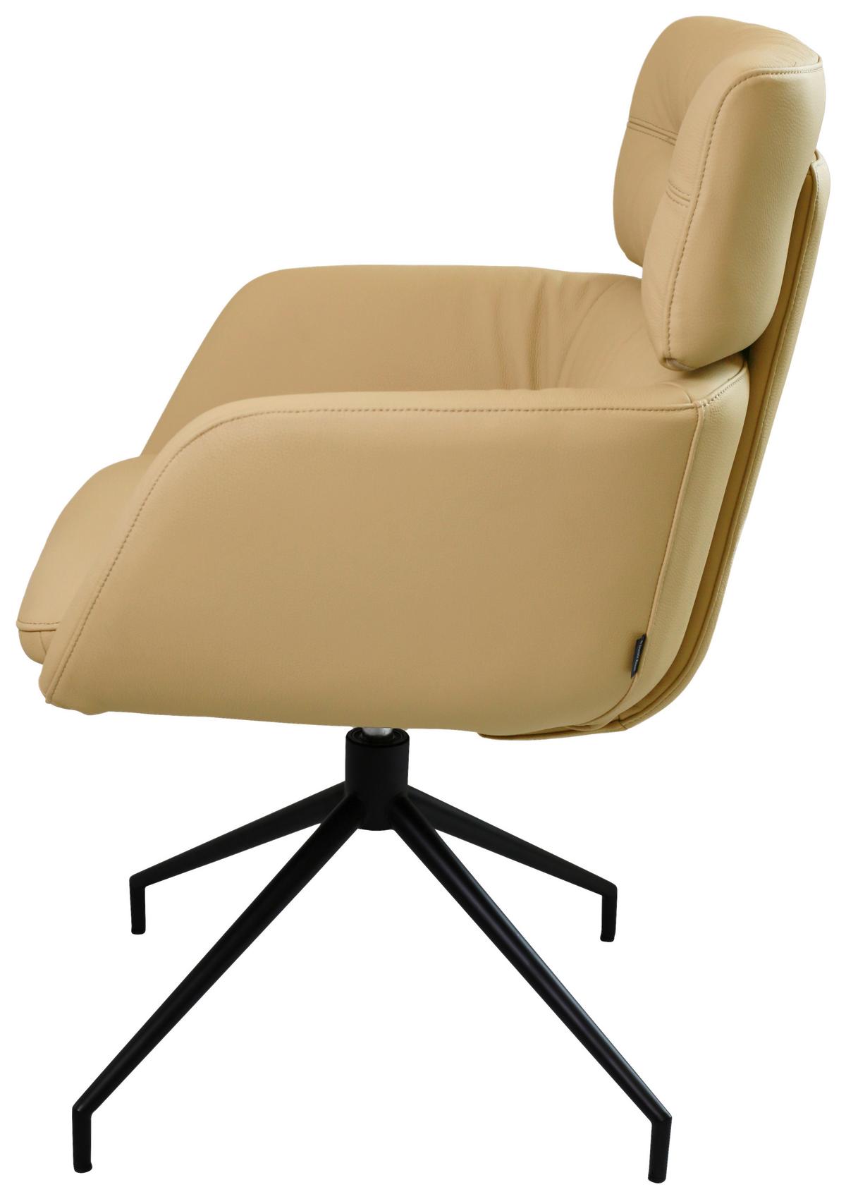 KRZESŁO Z PODŁOKIETNIKAMI PABLO -EXKLUSIV- - czarny/jasnobrązowy, Design, skóra/metal (62/92/66cm) - Dieter Knoll