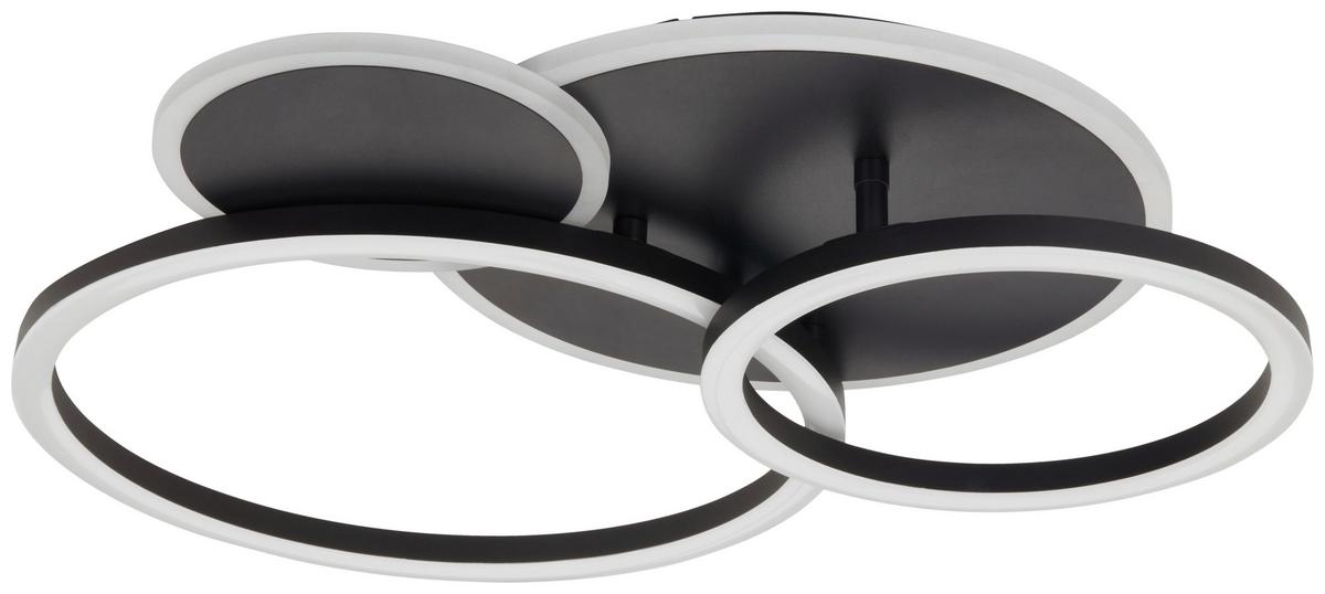 LED-Deckenleuchte Cool Schwarz max. 40 Watt - Schwarz, MODERN, Kunststoff/Metall (52/43/7cm)