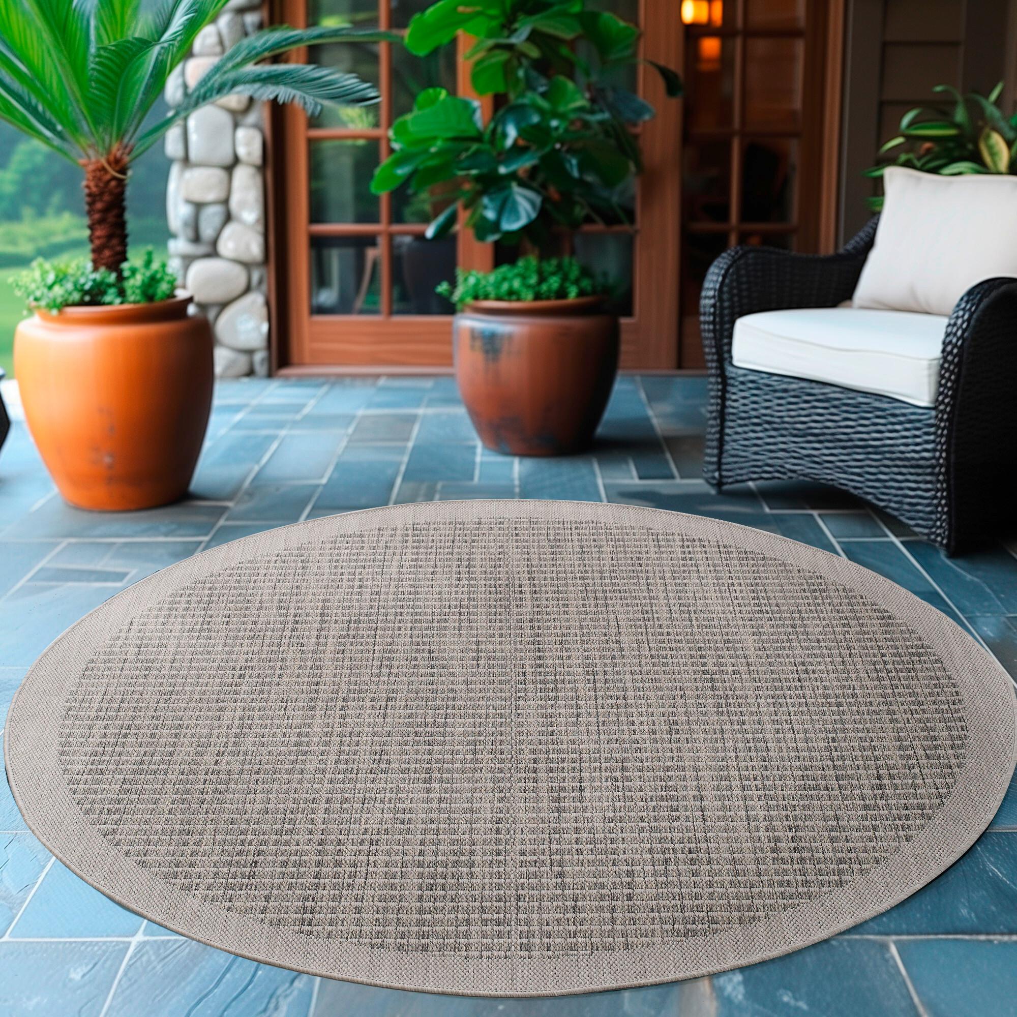 Outdoorteppich Giza Grau Ø ca. 120cm - Grau, Basics, Textil (120cm) - Novel