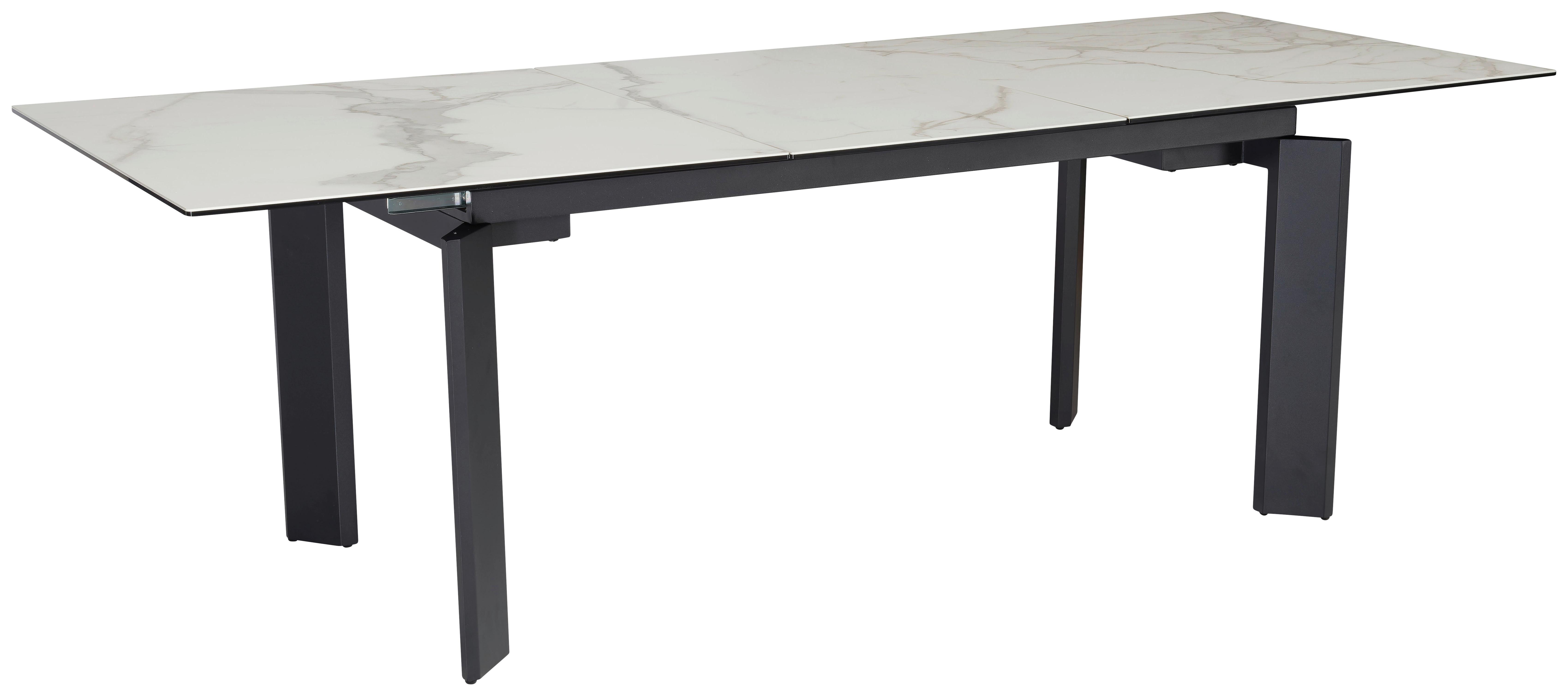 Raztegljiva Jedilna Miza Marble, Keramika, 180-240x95cm - črna/bela, Design, kovina/keramika (180/95/77cm) - MID.YOU