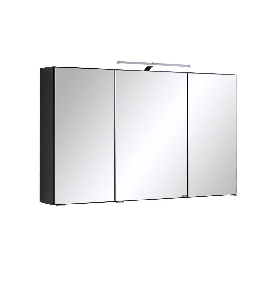 Spiegelschrank Cardiff 3-türig ca. 100x64 cm Graphitfarben - Chromfarben, KONVENTIONELL, Glas/Holzwerkstoff (100/64/20cm) - Held
