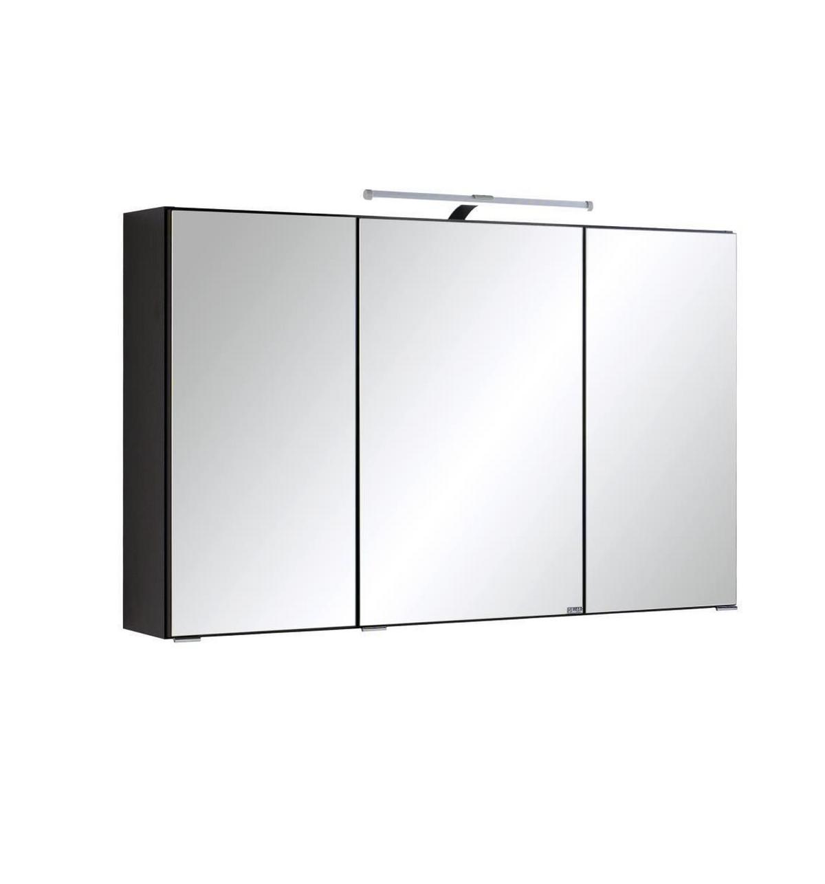 Spiegelschrank Cardiff 3-türig ca. 100x64 cm Graphitfarben - Chromfarben, KONVENTIONELL, Glas/Holzwerkstoff (100/64/20cm) - Held