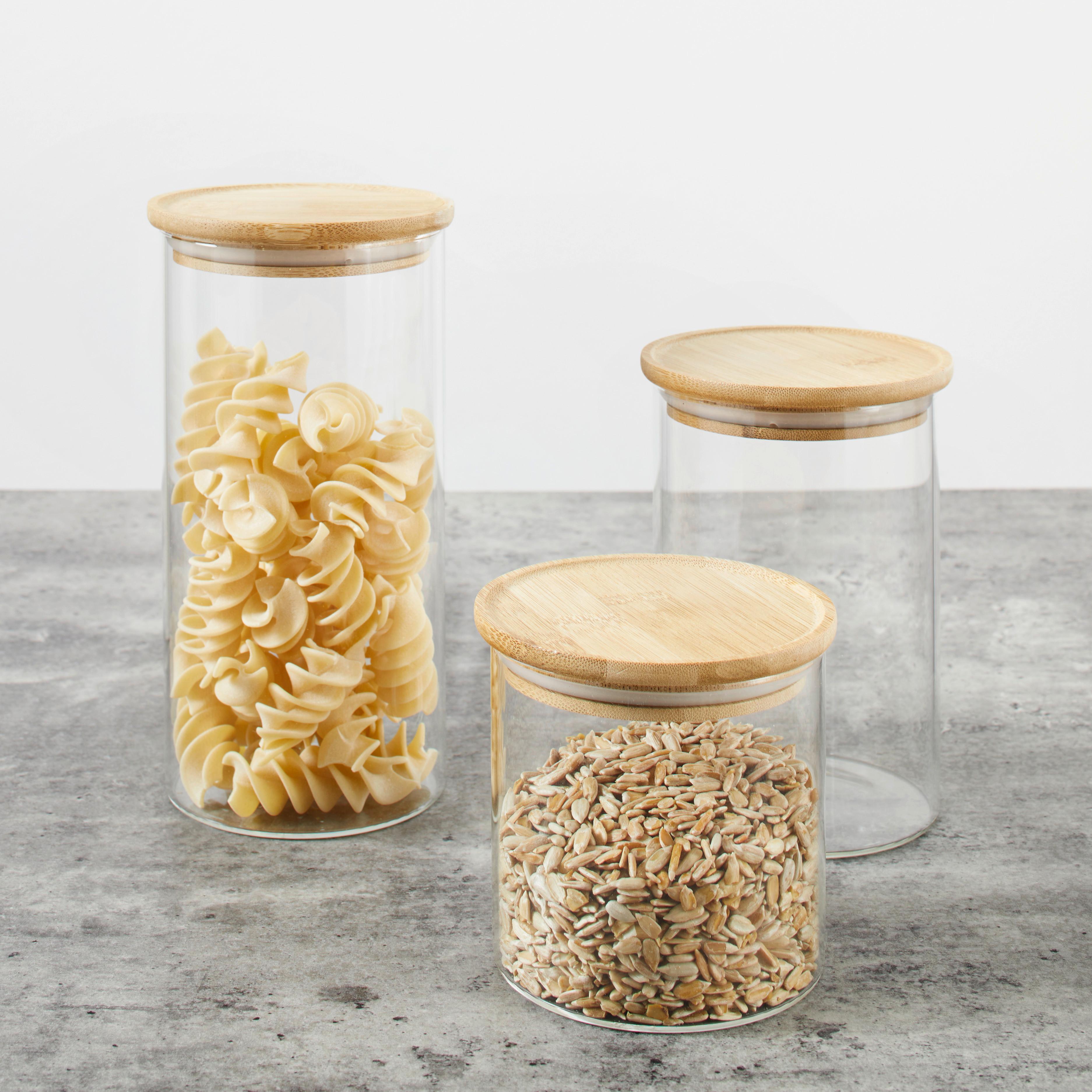 Vorratsdosenset Denisa aus FSC-zertifiziertem Bambus - Braun, MODERN, Glas/Holz (10/20cm)