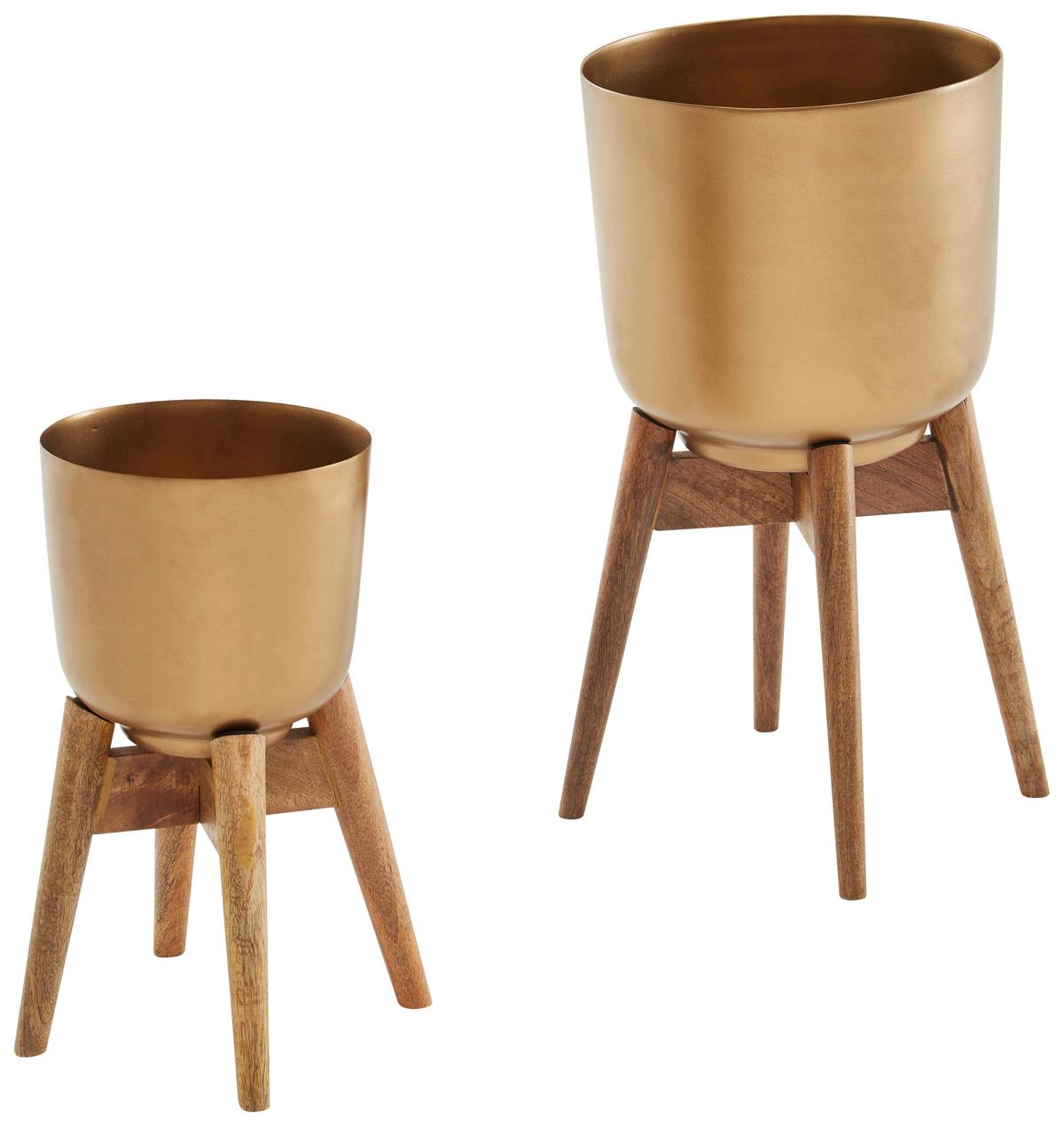 ÜBERTOPF-SET WL6.631 - Goldfarben, Design, Holz/Metall - MID.YOU