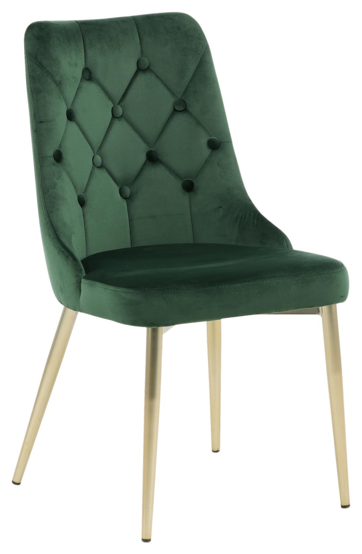 STUHL-SET VELVET DELUXE - Goldfarben/Grün, Design, Kunststoff/Textil (50/88.5/66cm) - Livetastic