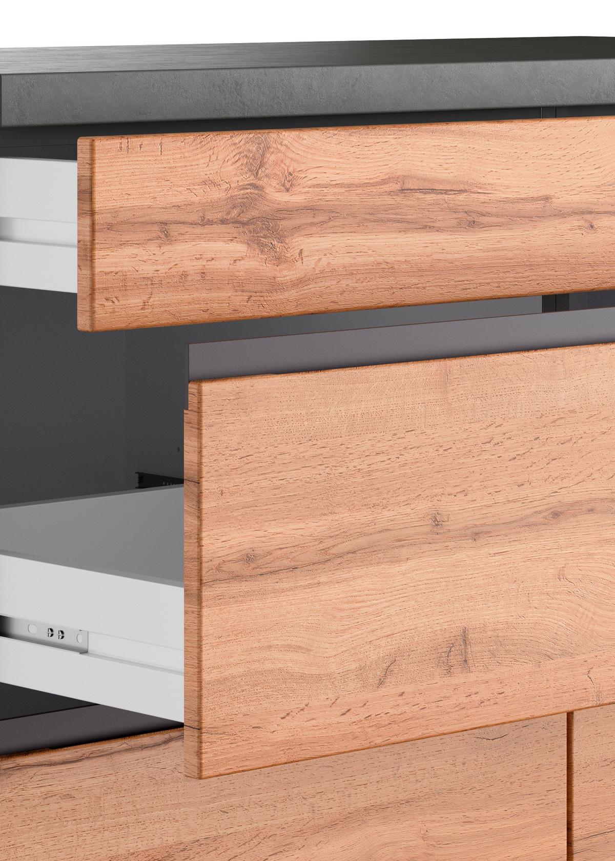 Küchenunterschrank Turin ca. 180x86 cm Graphit/Eiche - Eiche Wotan/Graphitfarben, Design, Holzwerkstoff (180/86/60cm) - Held