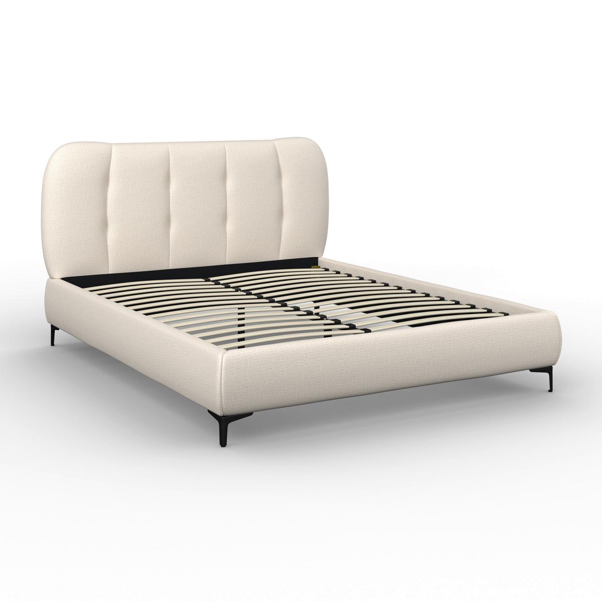 Polsterbett Glaris Creme ca. 160x200 cm - Eichefarben/Creme, MODERN, Holz/Textil (160/200cm) - Bessagi Home