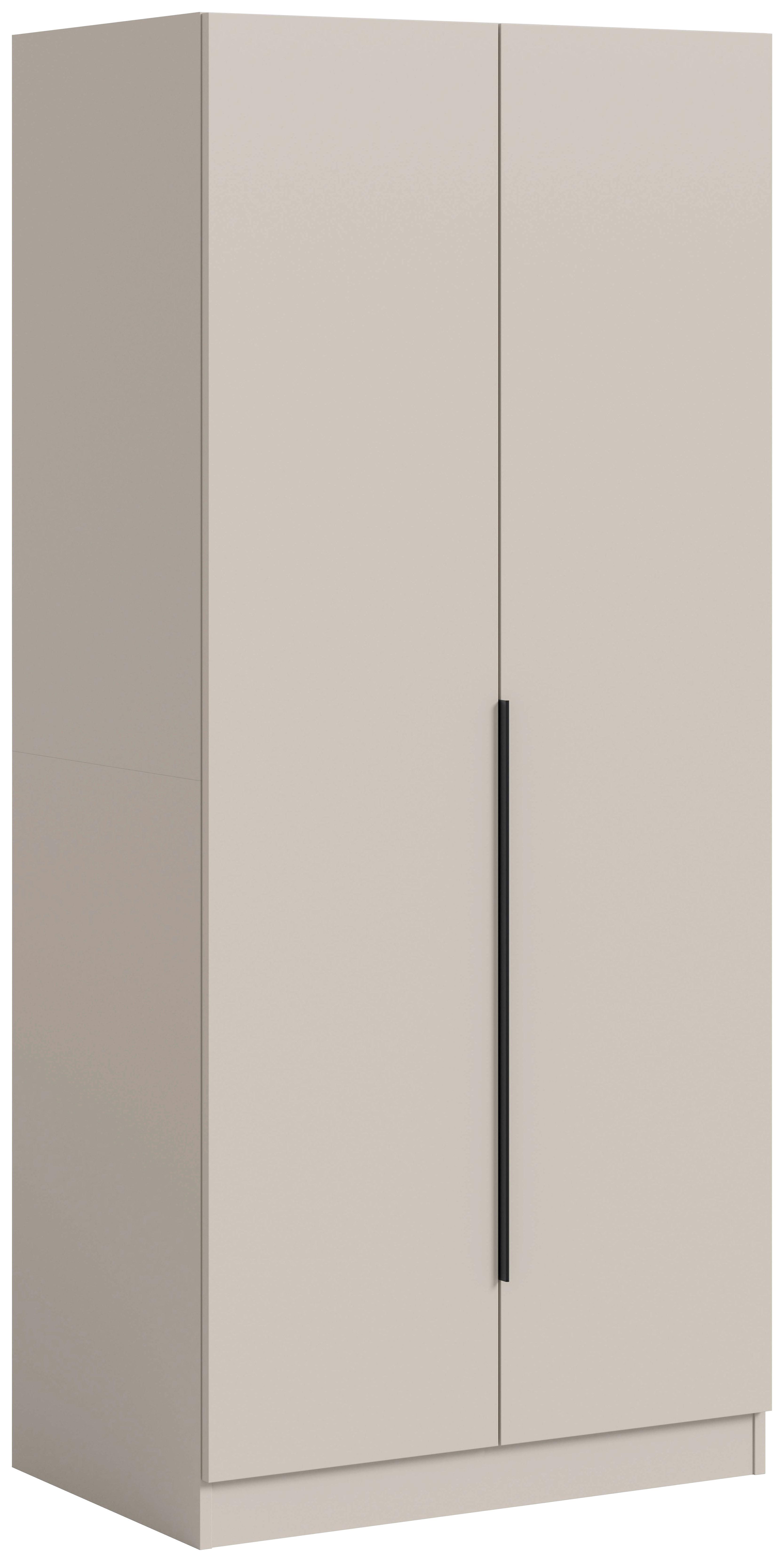 Drehtürenschrank Kopenhagen Kaschmir - Kaschmir/Schwarz, MODERN, Holzwerkstoff/Kunststoff (80/181/52cm) - Livetastic