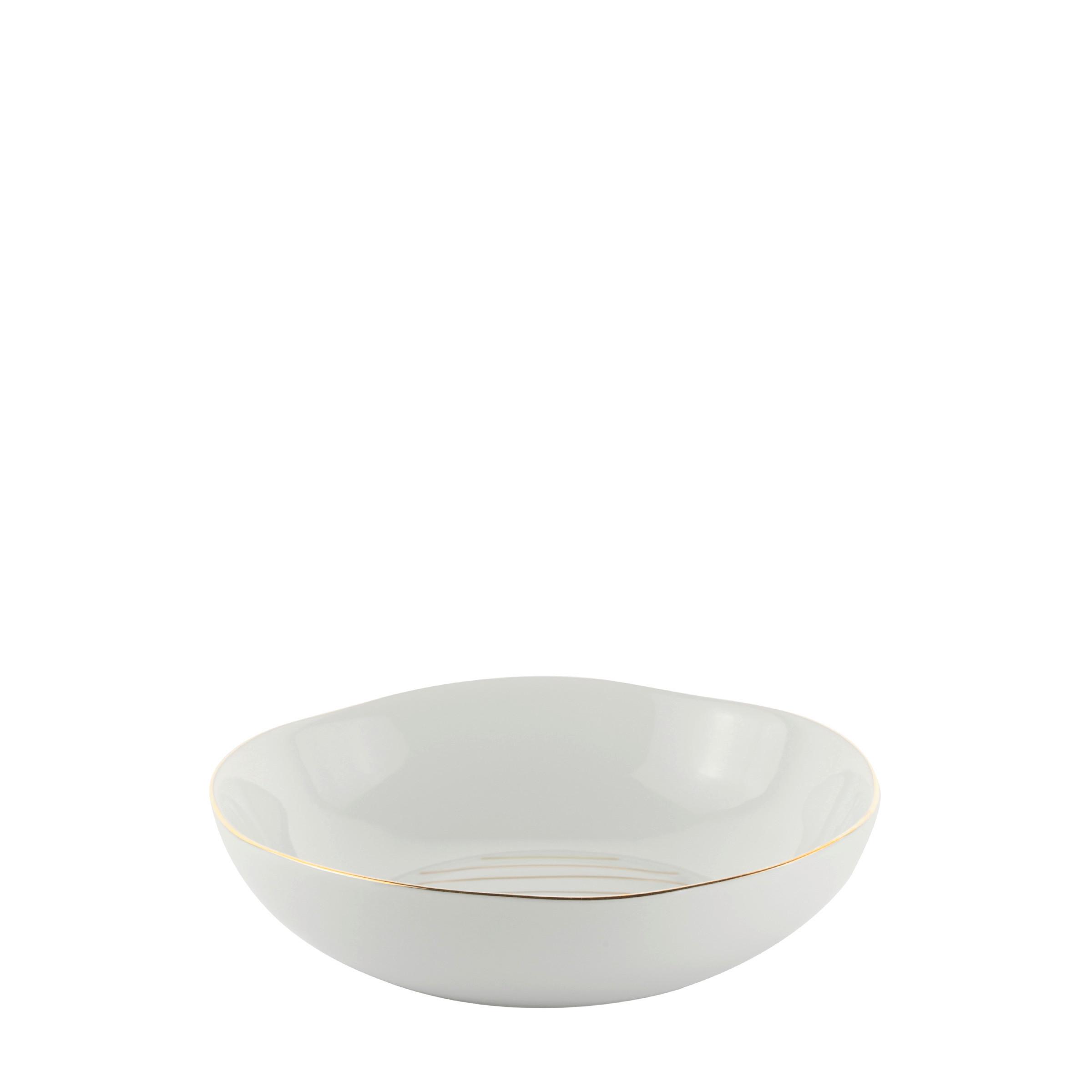 Suppenteller Onix aus Porzellan Ø 20,5cm - Goldfarben/Weiß, MODERN, Keramik (20,5cm) - Mömax