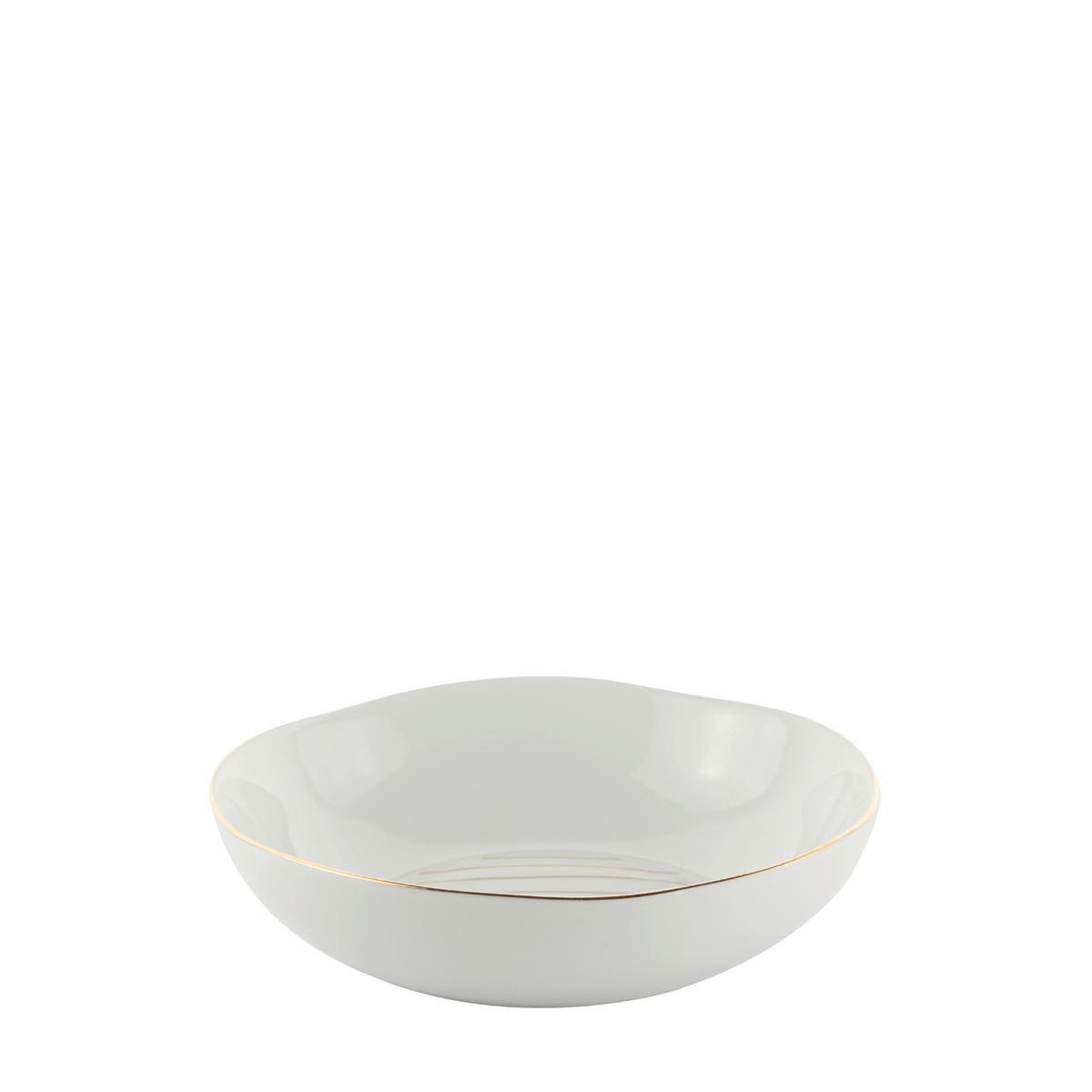 Suppenteller Onix aus Porzellan Ø 20,5cm - Goldfarben/Weiß, MODERN, Keramik (20,5cm) - Mömax