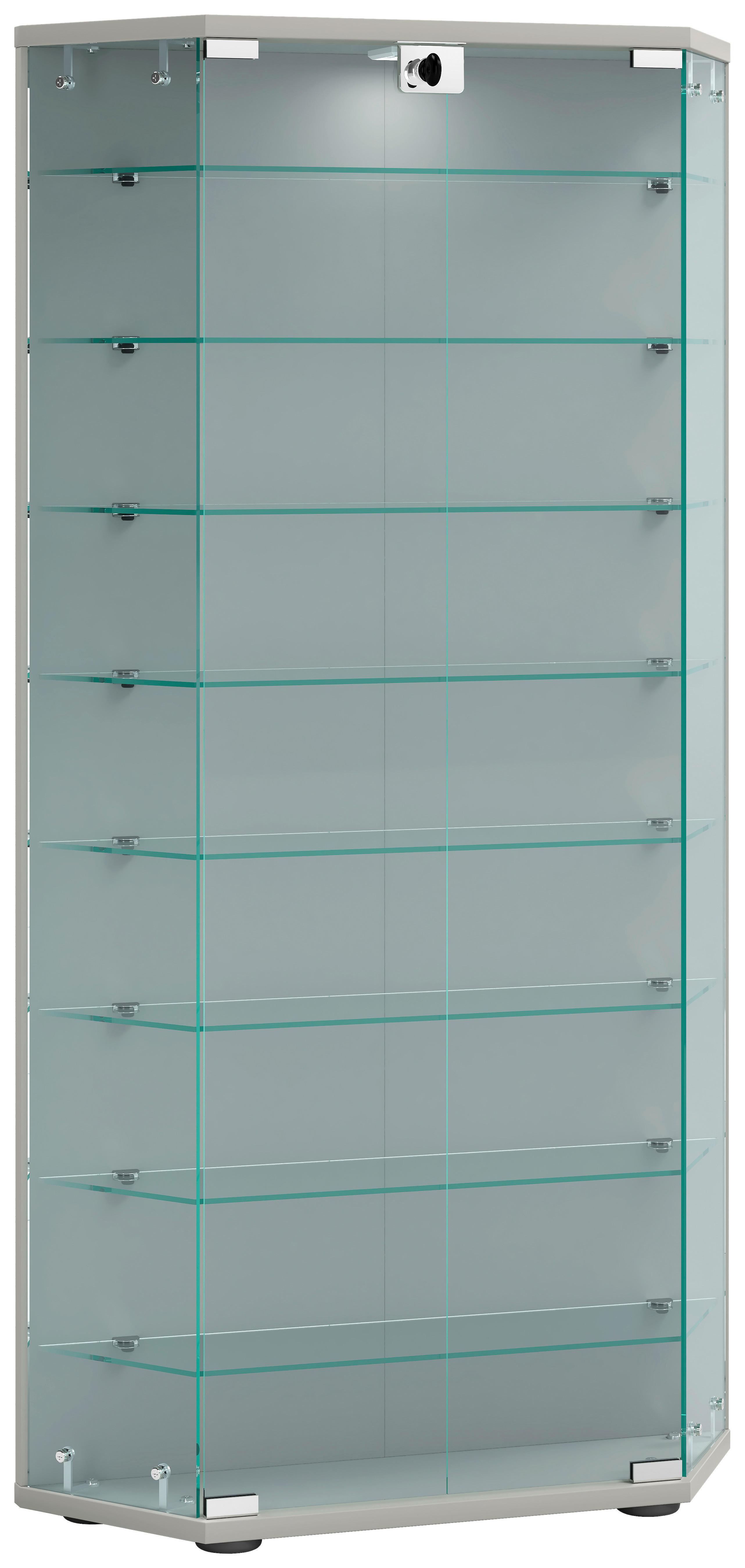 VITRINE CENILA XL - Transparent/Silberfarben, Design, Glas/Holzwerkstoff (83/114/17cm) - MID.YOU