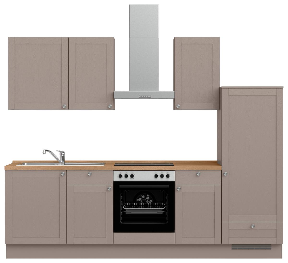 Küchenleerblock Frame Low o. Geräte Beigebraun - Edelstahlfarben/Eichefarben, MODERN, Holzwerkstoff/Metall (270cm) - Nobilia