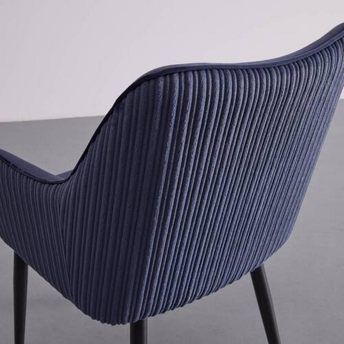 Armlehnstuhl Caria Blau Samt Gepolstert - Blau/Schwarz, MODERN, Holz/Textil (57/89/60cm) - Bessagi Home