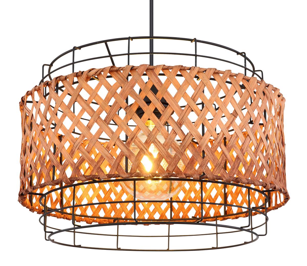 Viseća Svjetiljka 15668h1 - tamno smeđa/crna, Basics, metal/prirodni materijali (35/120cm) - Globo