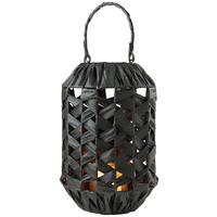 Laterne Papel in Schwarz - Schwarz, Natur, Glas/Papier (19/29cm) - Zandiara