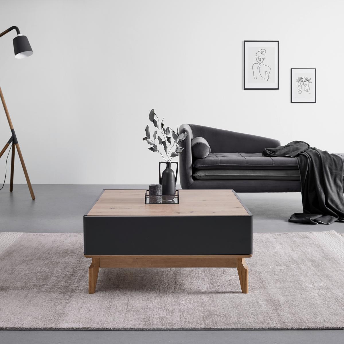 Couchtisch Holz, quadratisch, "Fosco", Eiche - Eichefarben/Grau, Modern, Holz (80/80/38cm) - Bessagi Home