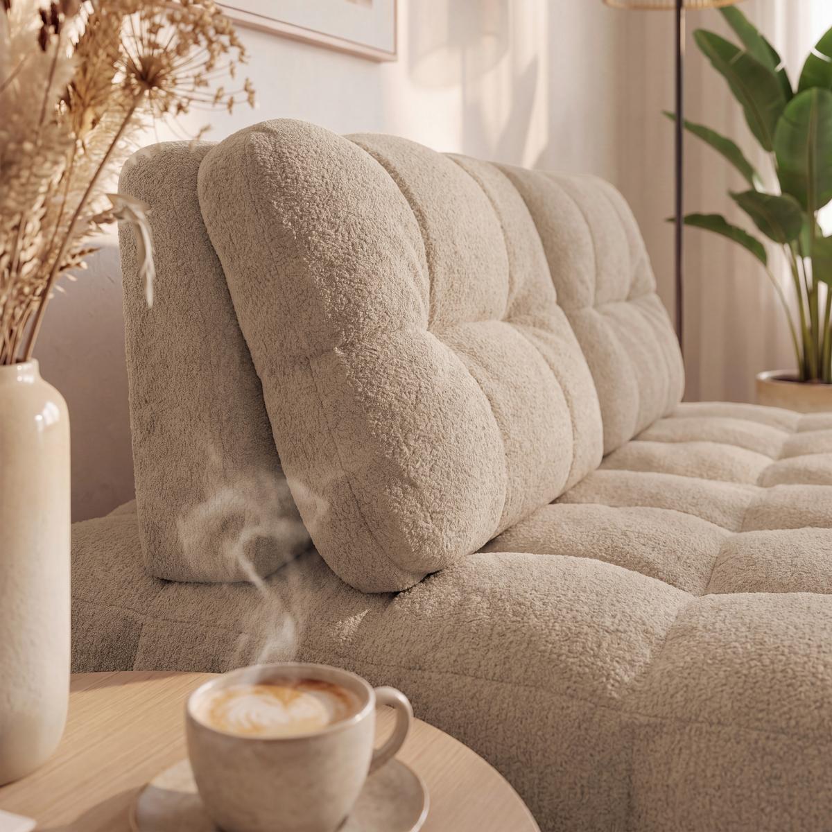 Schlafsofa Liara Webstoff Beige - Beige/Schwarz, MODERN, Holz/Textil (137/87/110cm) - Bessagi Home